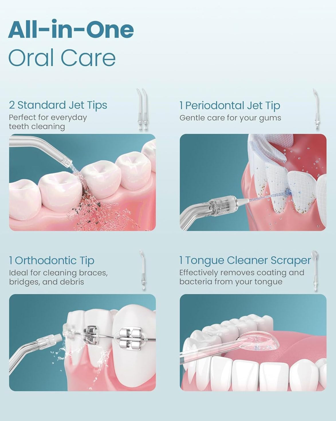 Water Dental Flosser Pick for Teeth 300ML Portable Oral Irrigator Rechargeable Travel Irrigation Cleaner Cordless Electric Flossing Machine for Teeth Cleaning Power Flossers IPX7 Waterproof